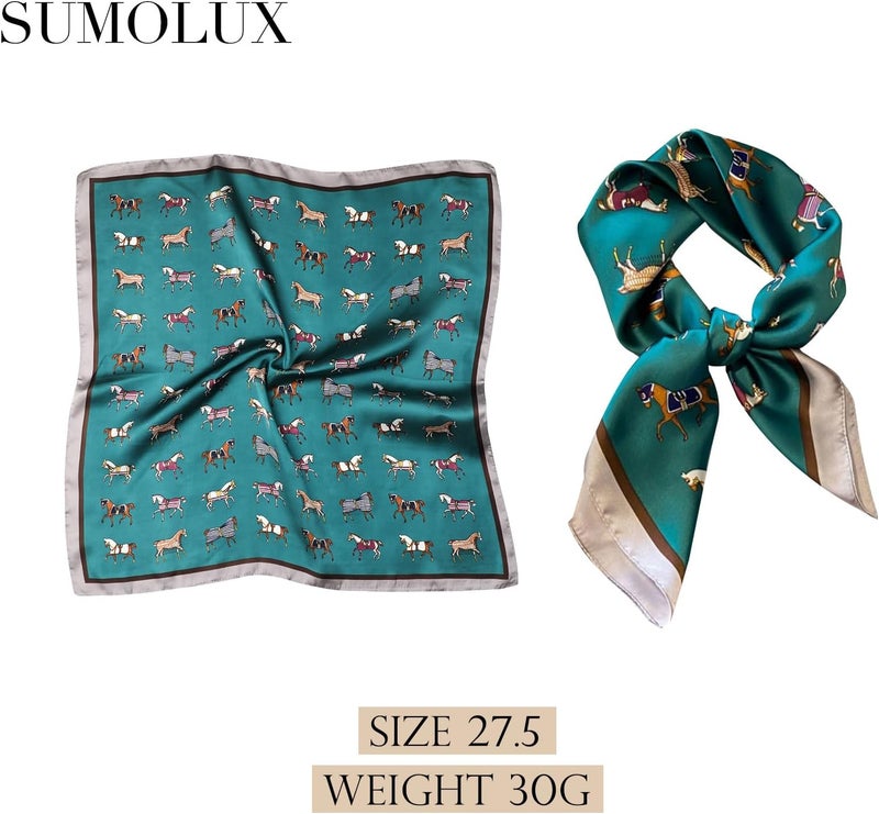 Sumolux Head Hair Scarf for Women Like Satin Silk Scarf Bandana Hair Wrapping Night Large Square Scarves 27.5" - Image 2